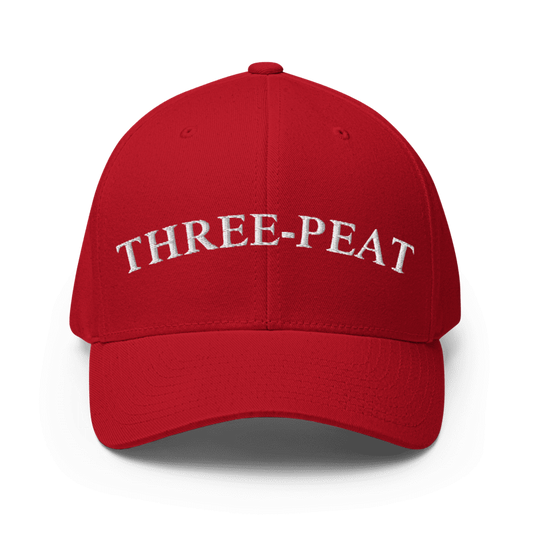 White Lettered Three-Peat Fitted Hat