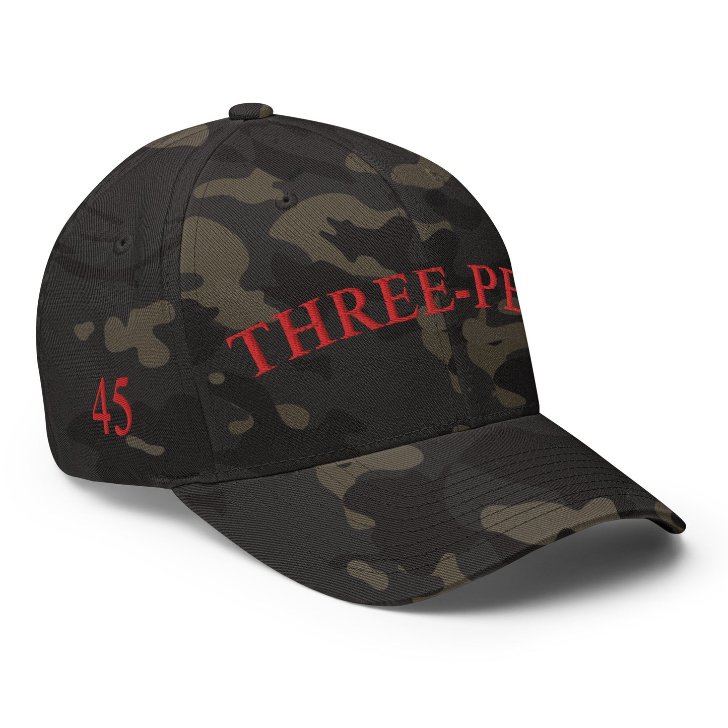 Three-Peat Fitted Hat (White, Black or Camo)