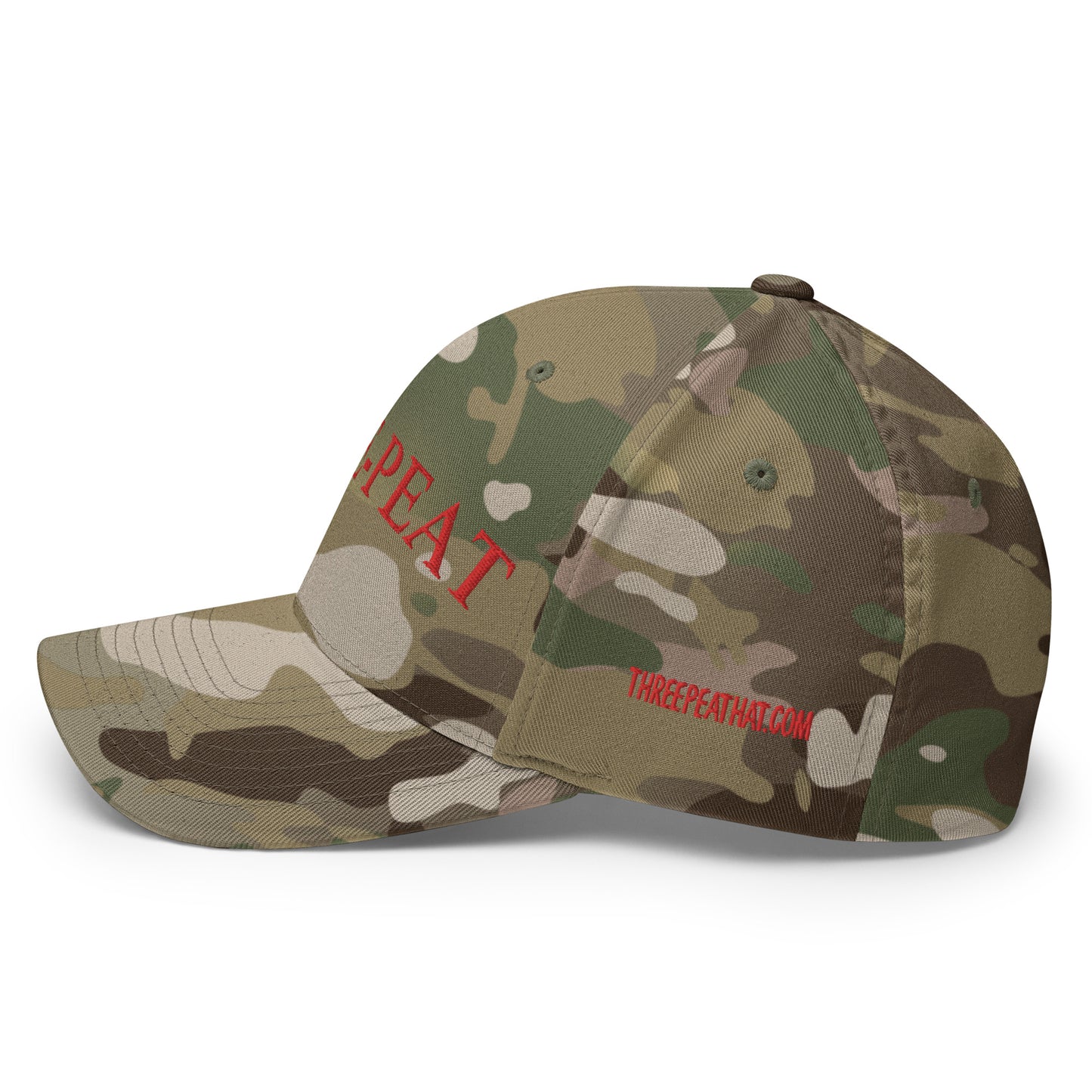 Three-Peat Fitted Hat (White, Black or Camo)