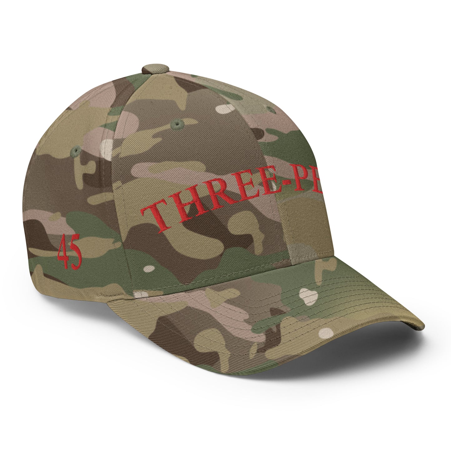 Three-Peat Fitted Hat (White, Black or Camo)