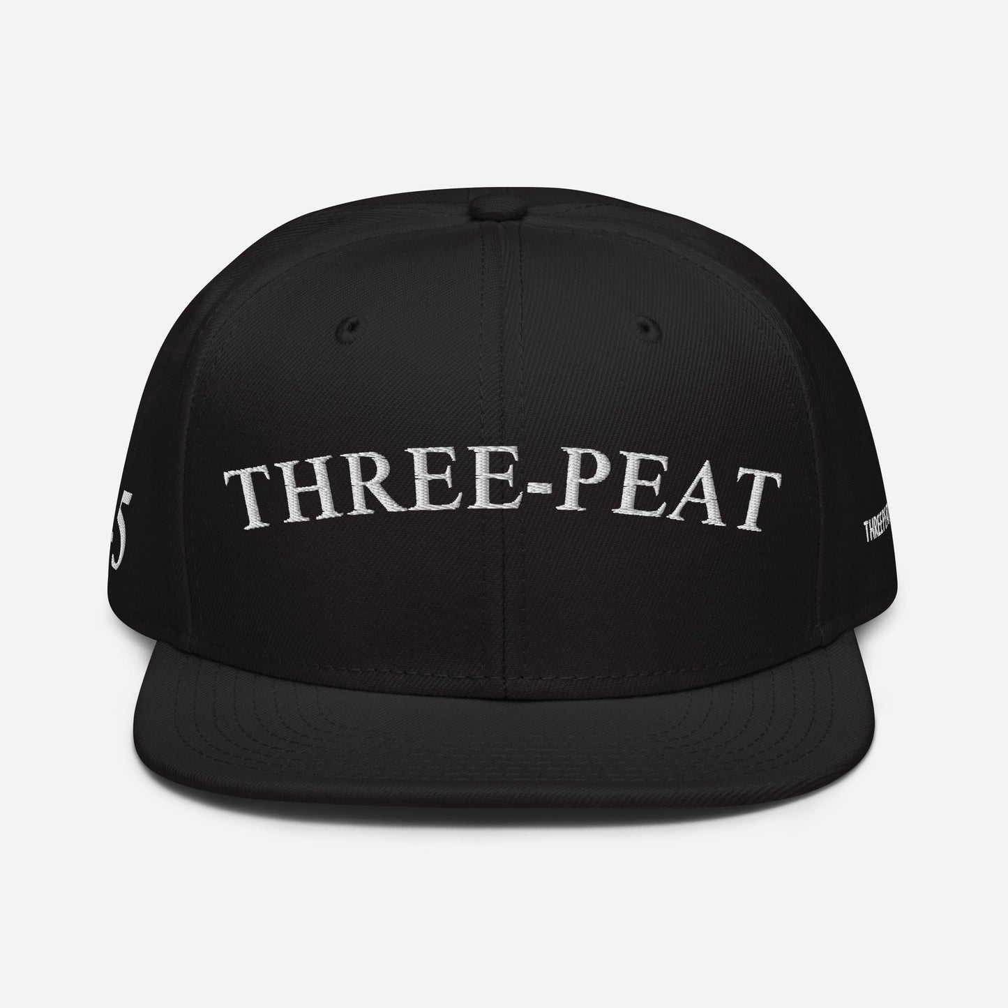 White Lettered Three-Peat Snapback Hat